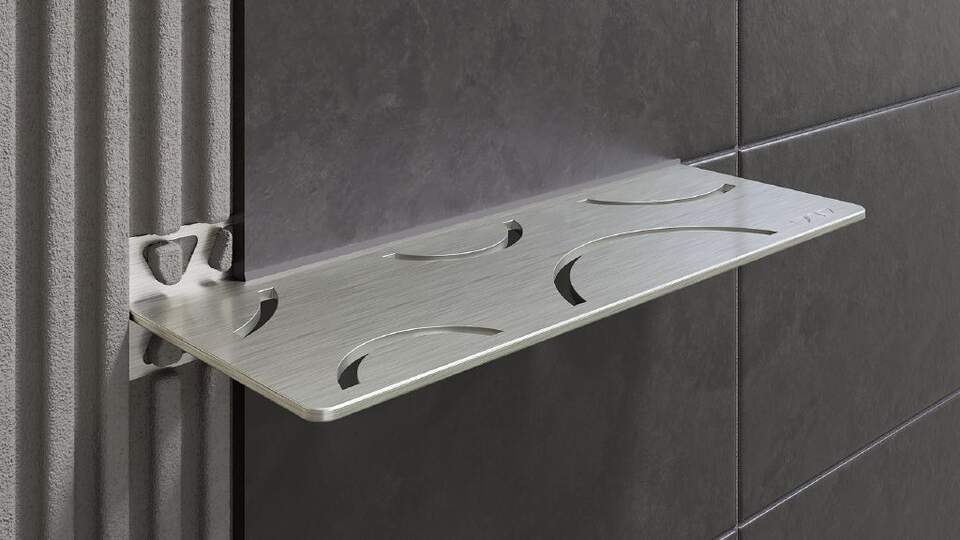 Nuevos elegantes diseños de estantes para baño con Schlüter-Shelf